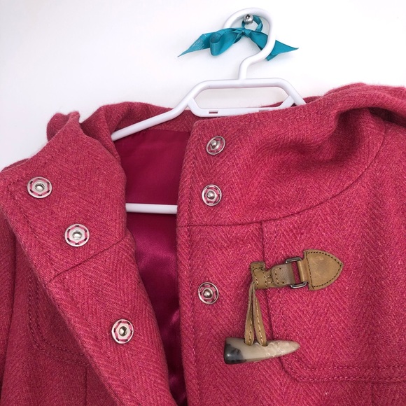 United Colors of Bentton, Pink wool hooded coat - Picture 5 of 12